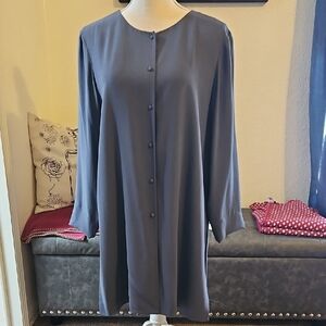 Eileen Fisher Blue Button-Front Coat